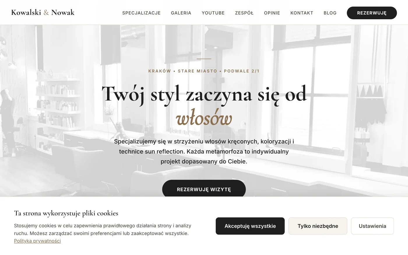 Demo strony dla salonu fryzjerskiego - Studio Demo Fryzjerstwo Kraków