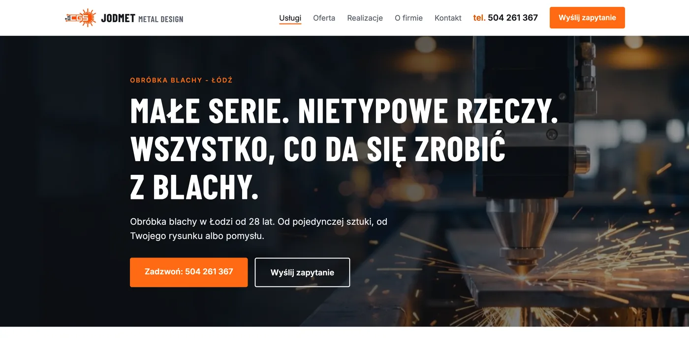 Strona internetowa firmy obr&oacute;bki blachy CGS Jodmet z Łodzi - realizacja Widoczny Specjalista
